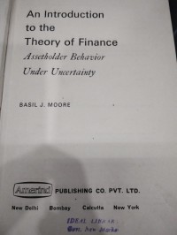 Image of An Introduction to the Theory of Finance
